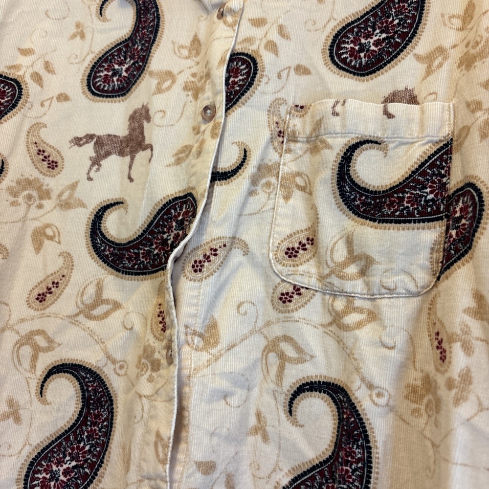 Bit & Bridle Womens M Amazing Paisley Horses Western Cowgirl Corduroy Shirt Top - Picture 5 of 6
